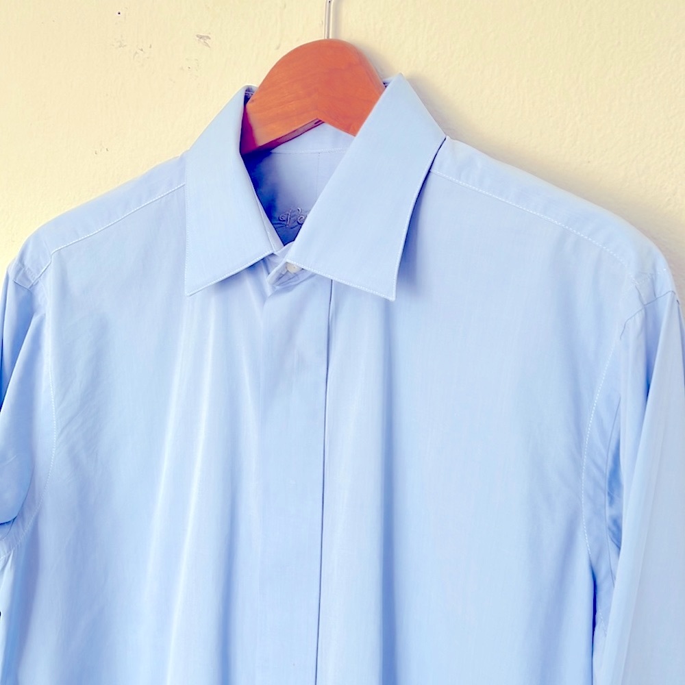 VENTURA French Cuff Button Down Dress Shirt Blue Slim Fit Custom Tailored